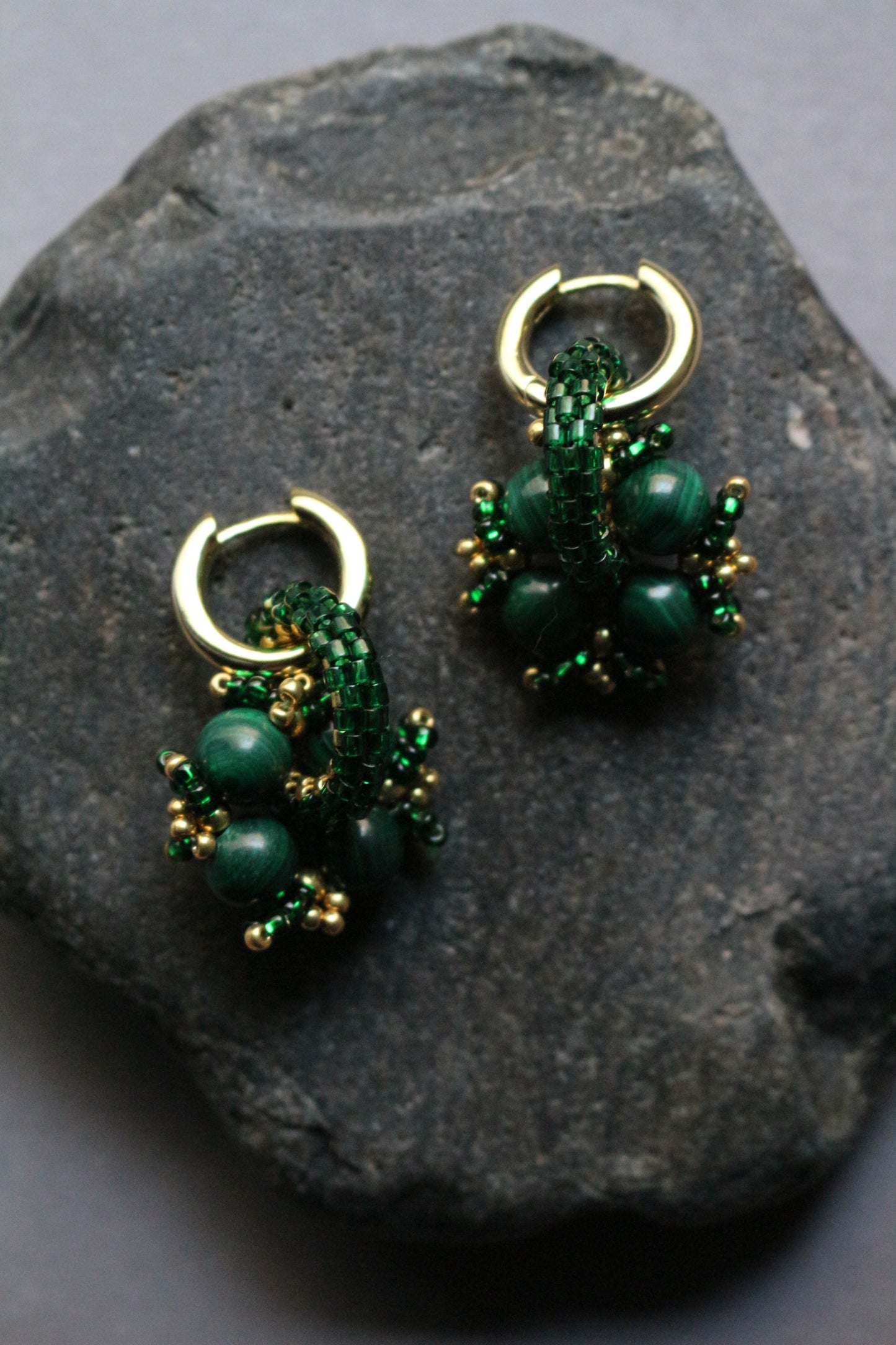 Green Beaded earrings