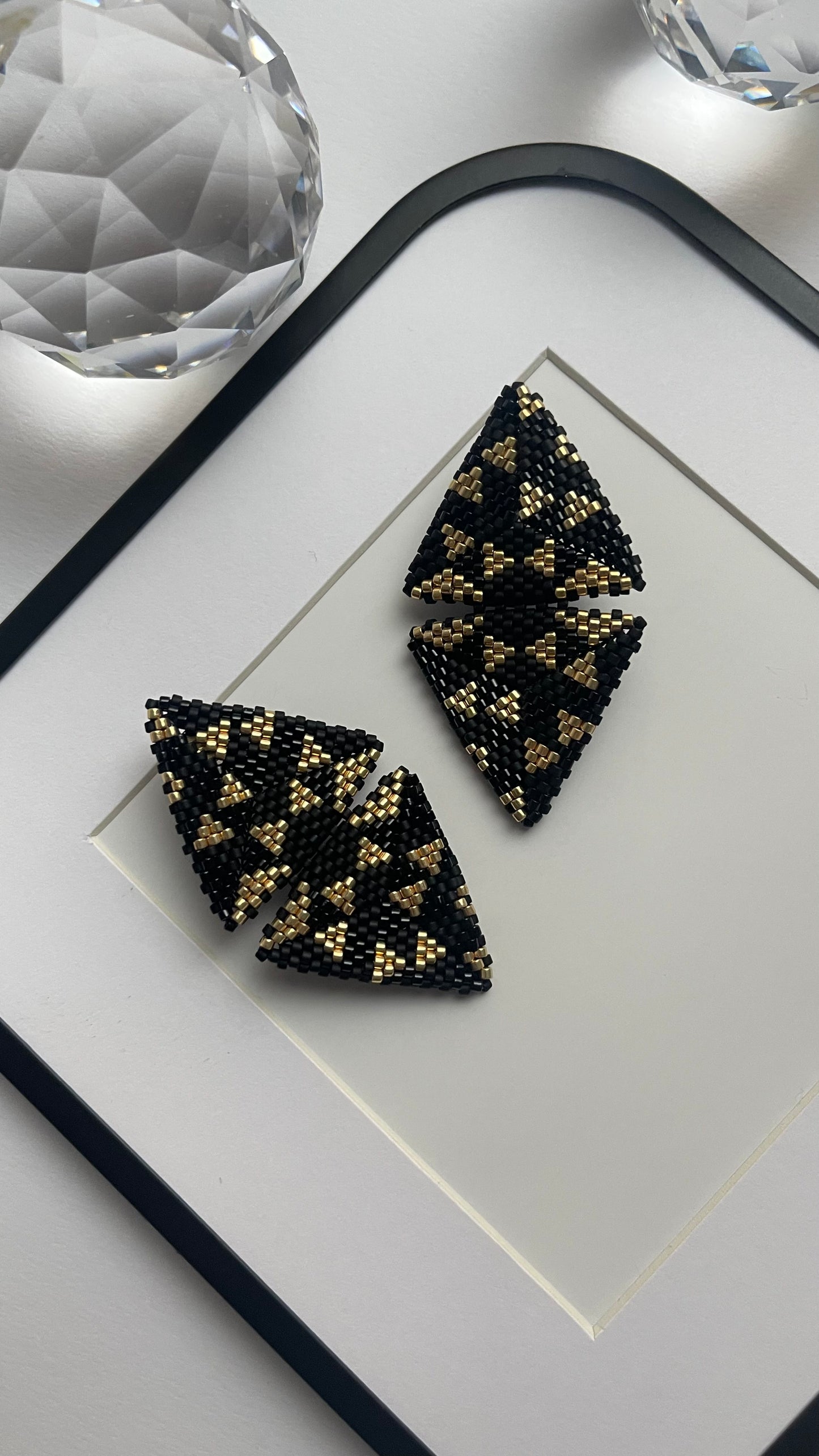 Large triangle seed beads earrings