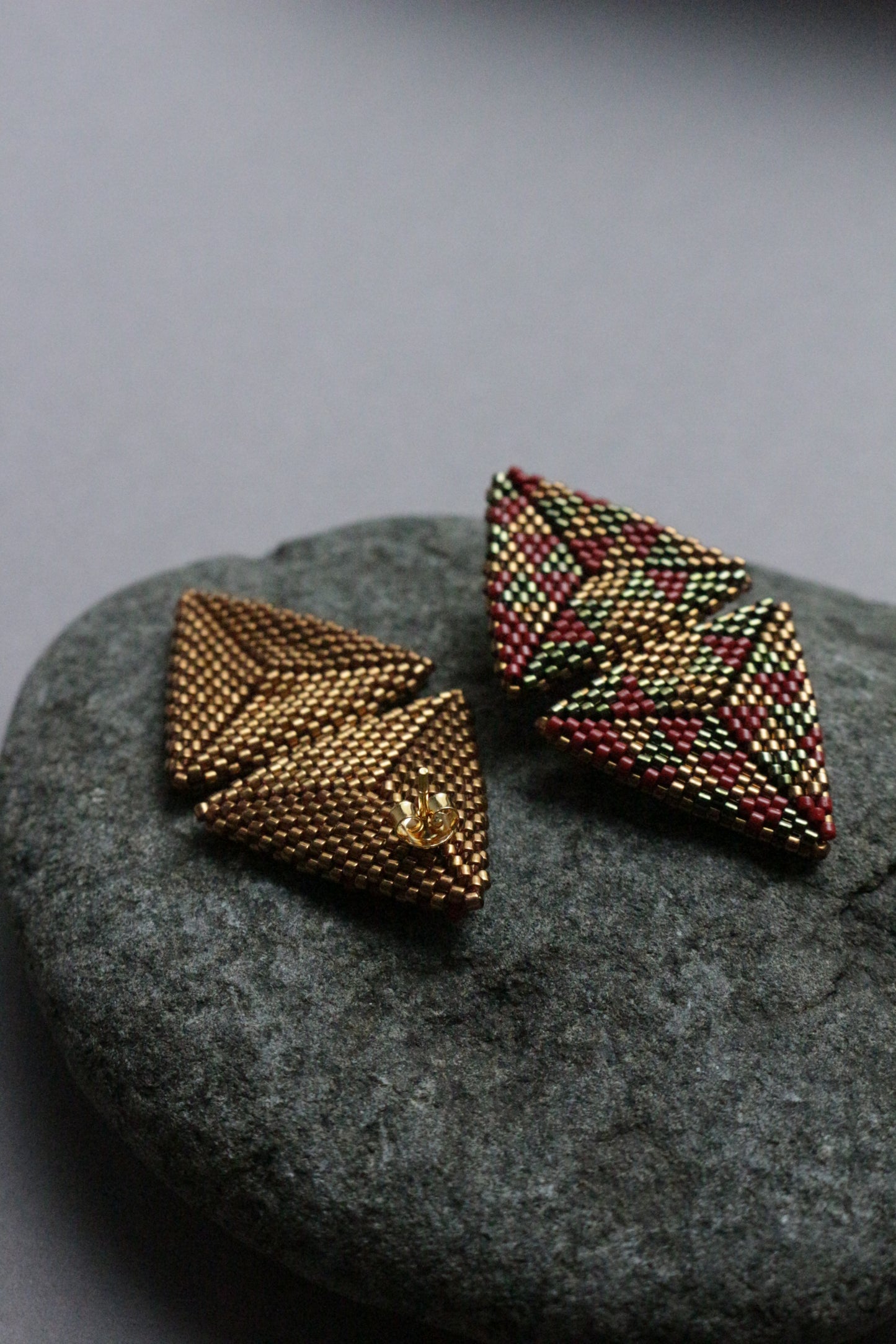 Large triangle seed beads earrings