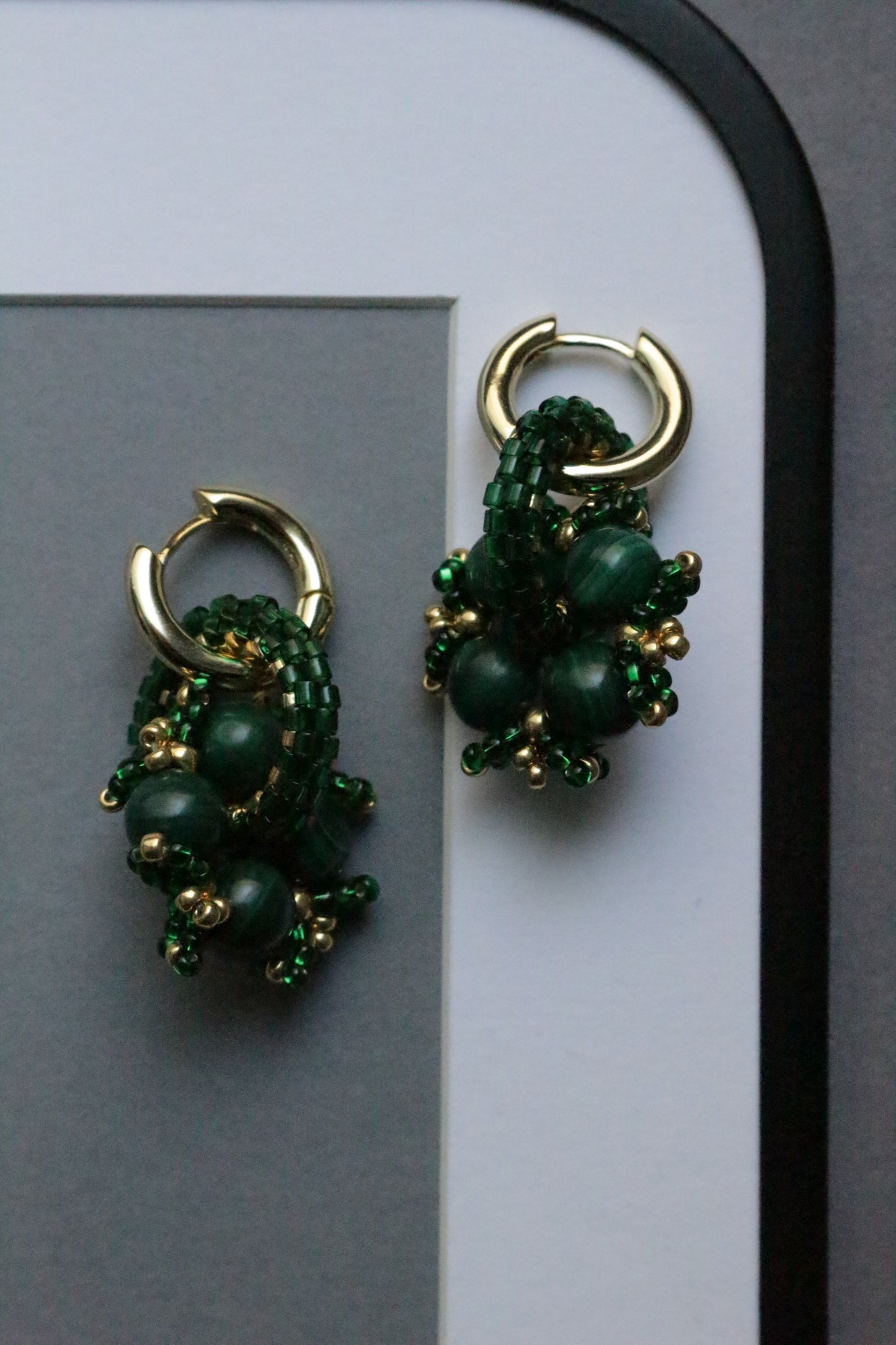 Green Beaded earrings