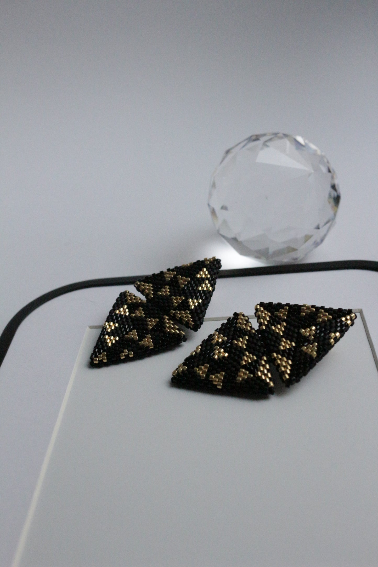 Large triangle seed beads earrings