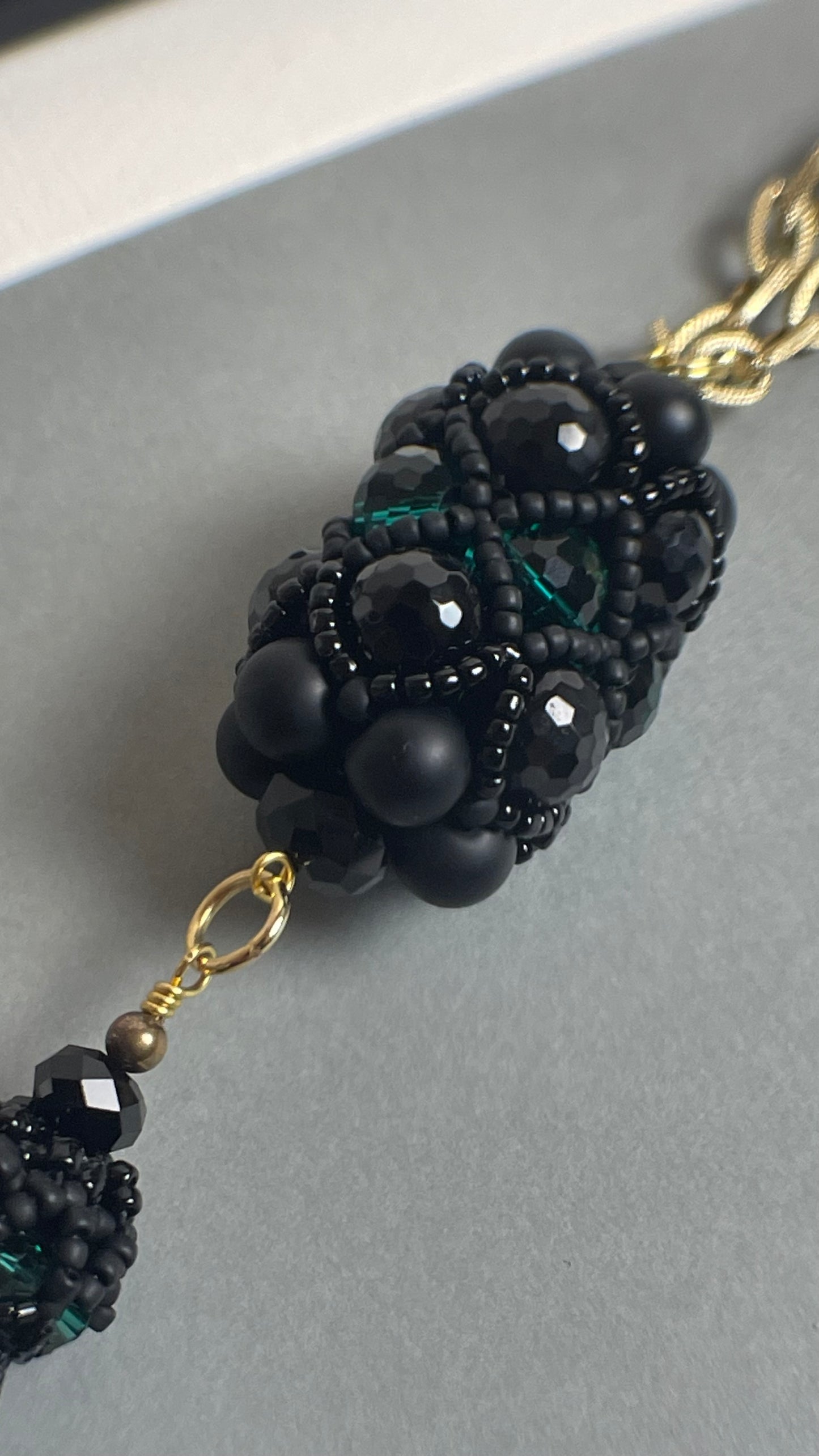 Long Necklace with black beaded element