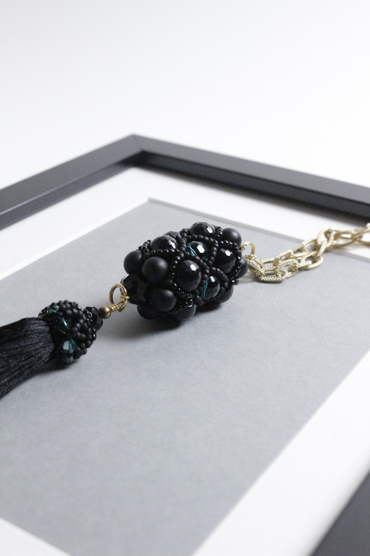 Long Necklace with black beaded element