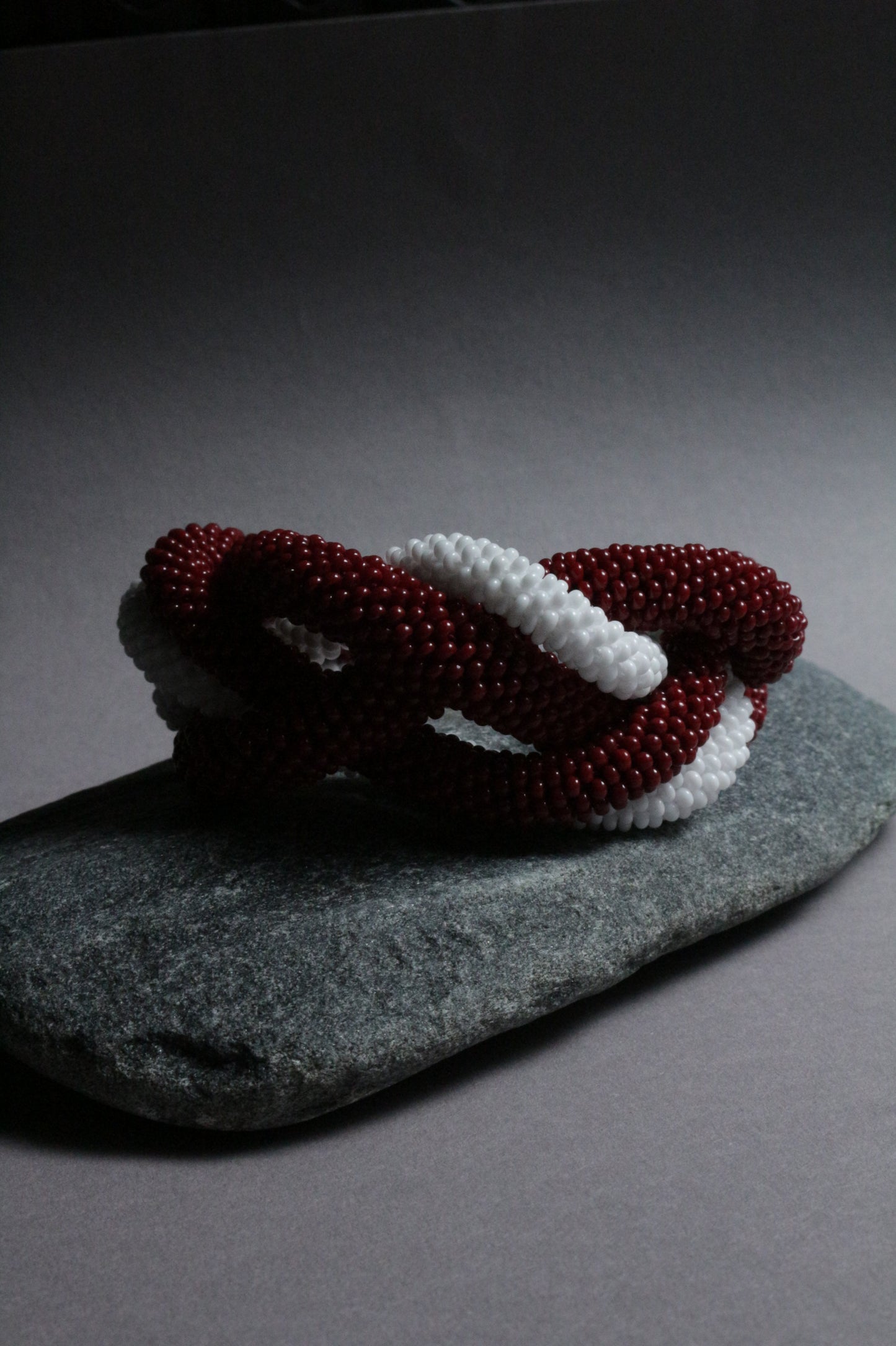 Red and White Braided Large Bracelet