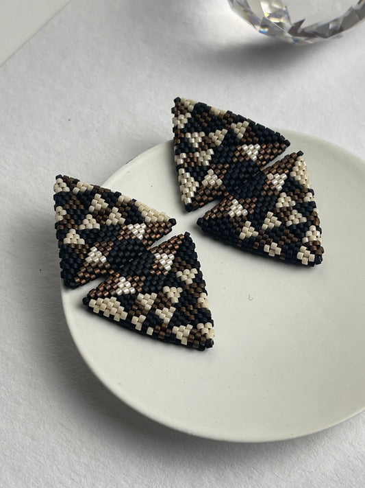 Large triangle seed beads earrings