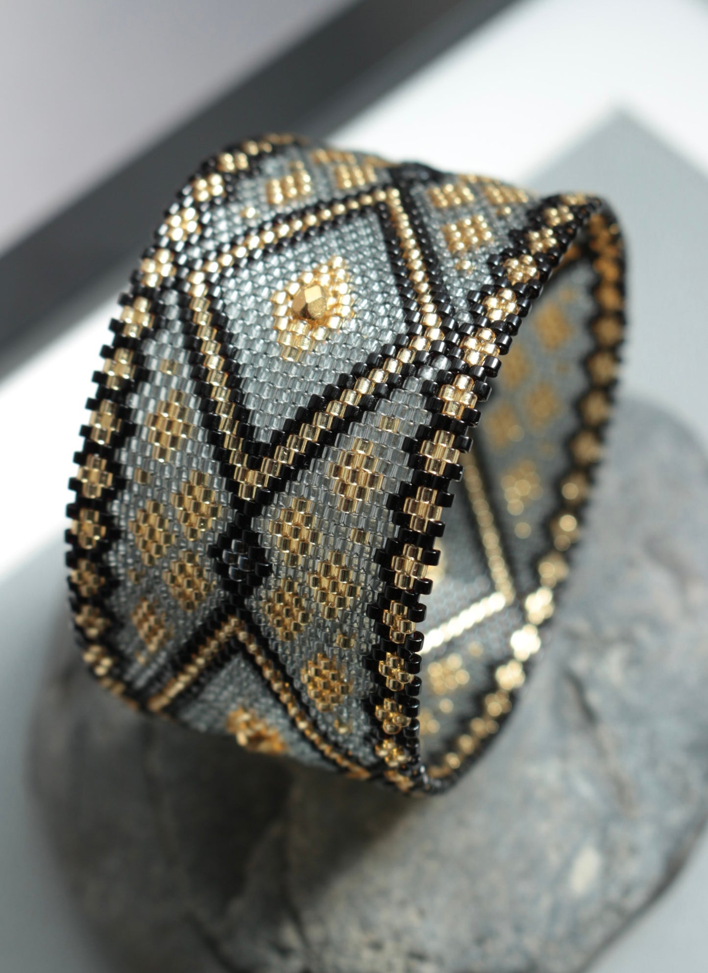 Grey Black Gold Bangle bracelet