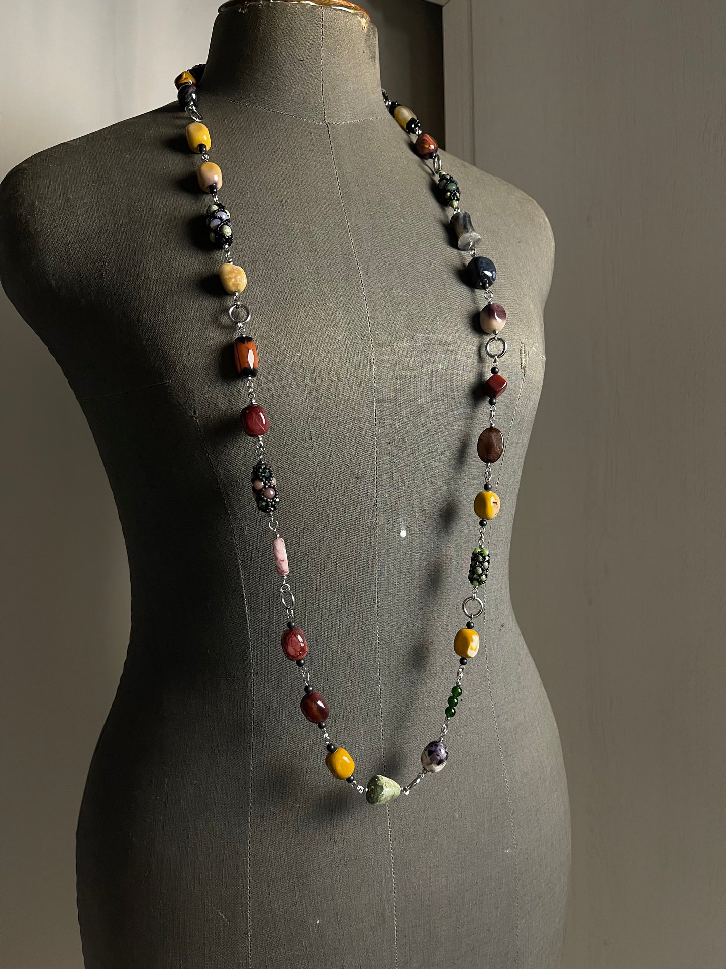 Long Transform Necklace with removable beaded element