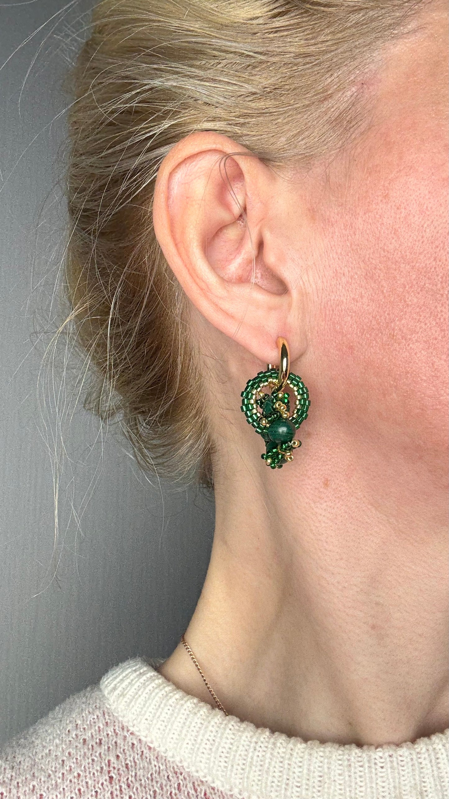 Green Beaded earrings