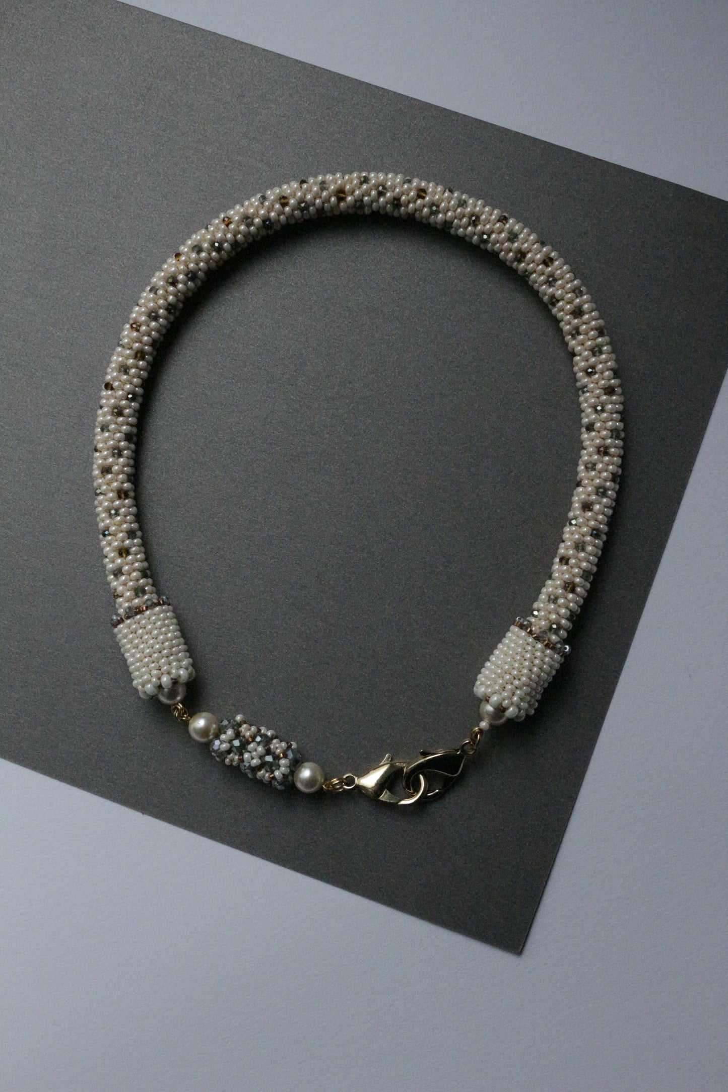 Beige Necklace with ribbon